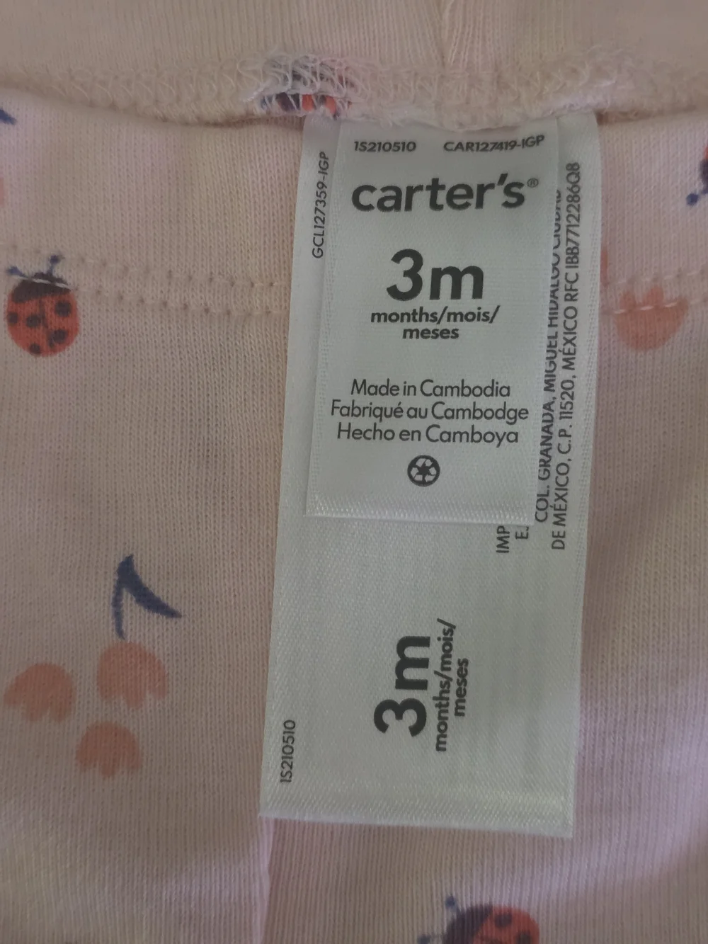 Carter's Light Pink Floral & Ladybug Toddler Pajama Set